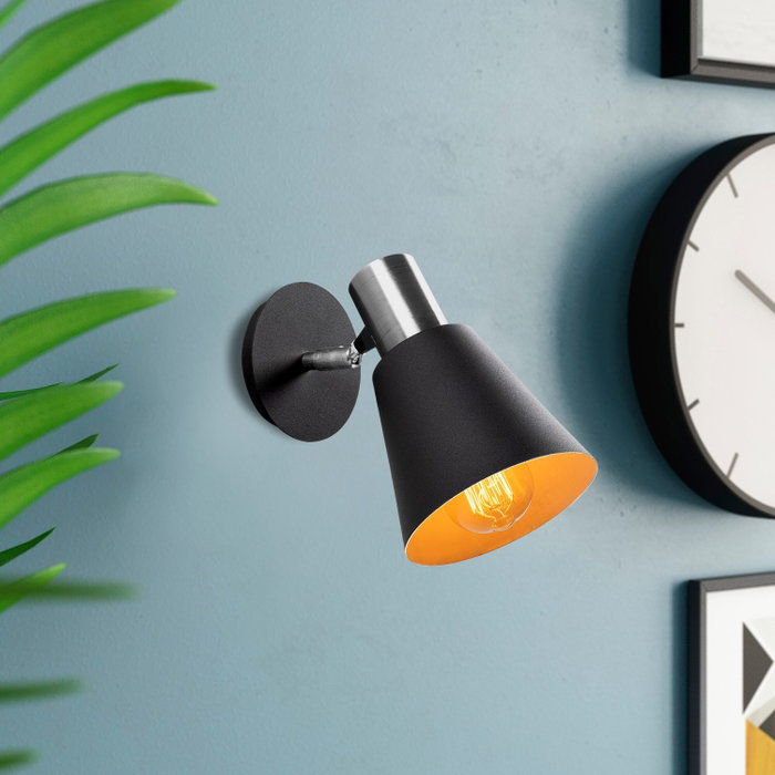 Opviq Kem - 6347 Lámpara de pared Negro y Níquel